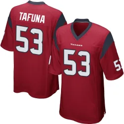 Houston Texans Men's Game Red Alternate Jersey (53 Junior Tafuna)