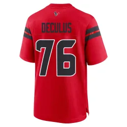 Houston Texans Men's Game Red Alternate Jersey (76 Austin Deculus)