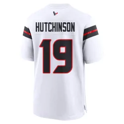 Houston Texans Men's Game White Jersey (19 Xavier Hutchinson)