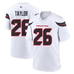 Houston Texans Men's Game White Jersey (26 J.J. Taylor)