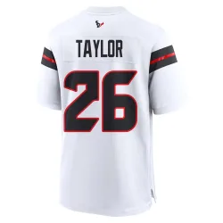 Houston Texans Men's Game White Jersey (26 J.J. Taylor)