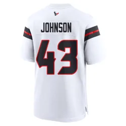 Houston Texans Men's Game White Jersey (43 Jakob Johnson)