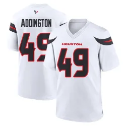 Houston Texans Men's Game White Jersey (49 Tucker Addington)