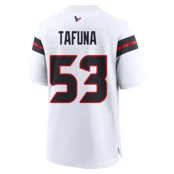 Houston Texans Men's Game White Jersey (53 Junior Tafuna)