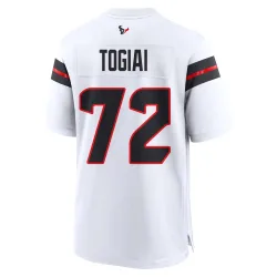 Houston Texans Men's Game White Jersey (72 Tommy Togiai)