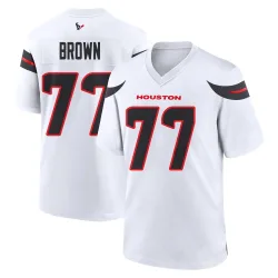 Houston Texans Men's Game White Jersey (77 Trent Brown)