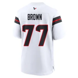 Houston Texans Men's Game White Jersey (77 Trent Brown)