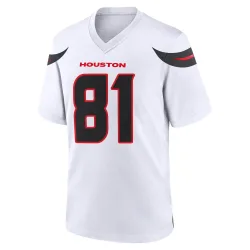 Houston Texans Men's Game White Jersey (81 Jaxon Janke)
