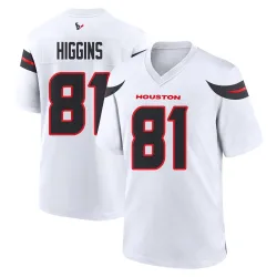 Houston Texans Men's Game White Jersey (81 Jayden Higgins)