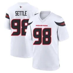 Houston Texans Men's Game White Jersey (98 Tim Settle Jr.)