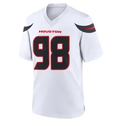 Houston Texans Men's Game White Jersey (98 Tim Settle Jr.)