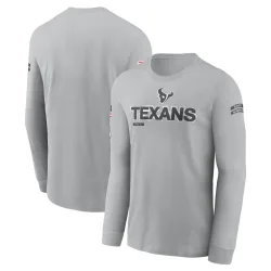 Houston Texans Men's Gray 2024 Salute To Service Long Sleeve T-Shirt