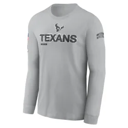Houston Texans Men's Gray 2024 Salute To Service Long Sleeve T-Shirt