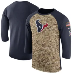 Houston Texans Men's Legend Camo /Navy Salute to Service 2017 Sideline Performance Three-Quarter Sleeve T-Shirt