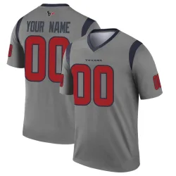 Houston Texans Men's Legend Gray Inverted Jersey (00 Custom)