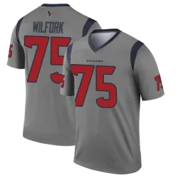 Houston Texans Men's Legend Gray Inverted Jersey (75 Vince Wilfork)
