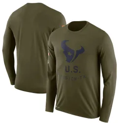 Houston Texans Men's Legend Olive 2018 Salute to Service Sideline Performance Long Sleeve T-Shirt