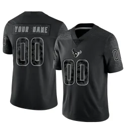 Houston Texans Men's Limited Black Reflective Jersey (00 Custom)