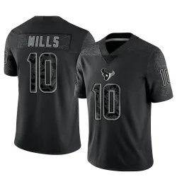 Houston Texans Men's Limited Black Reflective Jersey (10 Davis Mills)