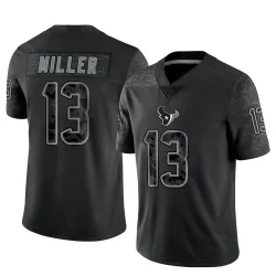 Houston Texans Men's Limited Black Reflective Jersey (13 Braxton Miller)