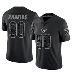 Houston Texans Men's Limited Black Reflective Jersey (90 Sheldon Rankins)