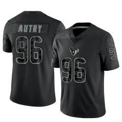 Houston Texans Men's Limited Black Reflective Jersey (96 Denico Autry)