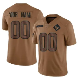 Houston Texans Men's Limited Brown 2023 Salute To Service Jersey (00 Custom)