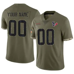 Houston Texans Men's Limited Olive 2022 Salute To Service Jersey (00 Custom)