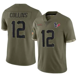 Houston Texans Men's Limited Olive 2022 Salute To Service Jersey (12 Nico Collins)