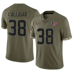 Houston Texans Men's Limited Olive 2022 Salute To Service Jersey (38 Keydrain Calligan)
