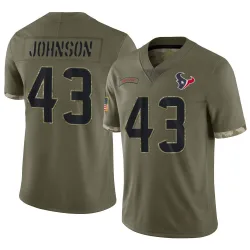 Houston Texans Men's Limited Olive 2022 Salute To Service Jersey (43 Jakob Johnson)