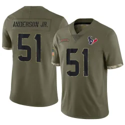 Houston Texans Men's Limited Olive 2022 Salute To Service Jersey (51 Will Anderson Jr.)