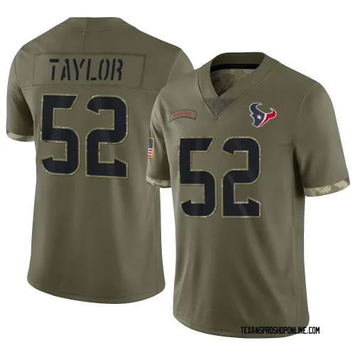 Houston Texans Men's Limited Olive 2022 Salute To Service Jersey (52 Darrell Taylor)