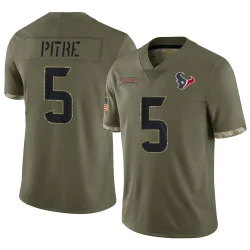 Houston Texans Men's Limited Olive 2022 Salute To Service Jersey (5 Jalen Pitre)