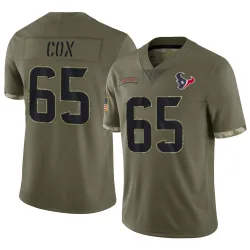 Houston Texans Men's Limited Olive 2022 Salute To Service Jersey (65 Eli Cox)