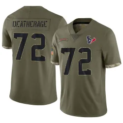 Houston Texans Men's Limited Olive 2022 Salute To Service Jersey (72 Dylan Deatherage)