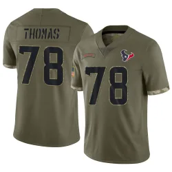Houston Texans Men's Limited Olive 2022 Salute To Service Jersey (78 Zach Thomas)