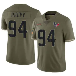 Houston Texans Men's Limited Olive 2022 Salute To Service Jersey (94 Jayden Peevy)