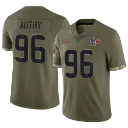 Houston Texans Men's Limited Olive 2022 Salute To Service Jersey (96 Denico Autry)