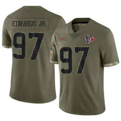 Houston Texans Men's Limited Olive 2022 Salute To Service Jersey (97 Mario Edwards Jr.)