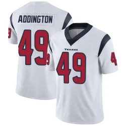Houston Texans Men's Limited White Vapor Untouchable Jersey (49 Tucker Addington)