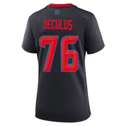 Houston Texans Women's Game Navy 2nd Alternate Jersey (76 Austin Deculus)