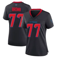 Houston Texans Women's Game Navy 2nd Alternate Jersey (77 Trent Brown)
