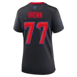 Houston Texans Women's Game Navy 2nd Alternate Jersey (77 Trent Brown)