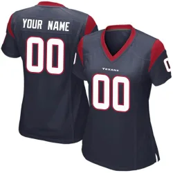 Houston Texans Women's Game Navy Blue Team Color Jersey (00 Custom)