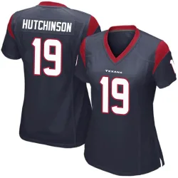Houston Texans Women's Game Navy Blue Team Color Jersey (19 Xavier Hutchinson)