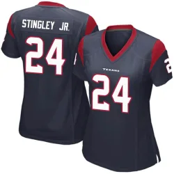 Houston Texans Women's Game Navy Blue Team Color Jersey (24 Derek Stingley Jr.)