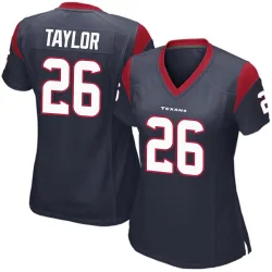 Houston Texans Women's Game Navy Blue Team Color Jersey (26 J.J. Taylor)