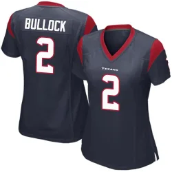 Houston Texans Women's Game Navy Blue Team Color Jersey (2 Calen Bullock)