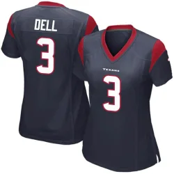 Houston Texans Women's Game Navy Blue Team Color Jersey (3 Tank Dell)